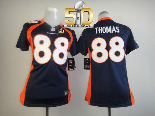 Women Nike Broncos #88 Demaryius Thomas Blue Alternate Super Bowl 50 Stitched NFL Elite Jersey