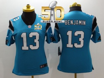 Women Nike Panthers #13 Kelvin Benjamin Blue Alternate Super Bowl 50 Stitched NFL Limited Jersey