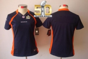 Women Nike Broncos Blank Blue Alternate Super Bowl 50 Stitched NFL Limited Jersey