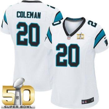 Women Nike Panthers #20 Kurt Coleman White Super Bowl 50 Stitched NFL Elite Jersey