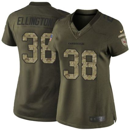 Women Nike Cardinals #38 Andre Ellington Green Stitched NFL Limited Salute To Service Jersey