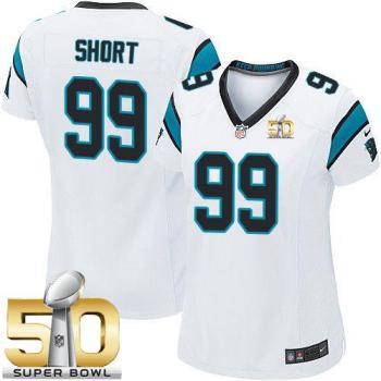 Women Nike Panthers #99 Kawann Short White Super Bowl 50 Stitched NFL Elite Jersey