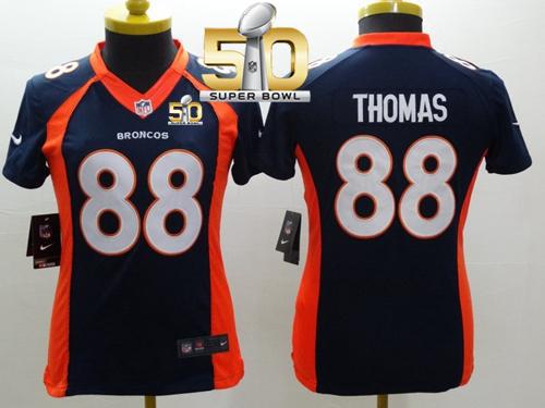 Women Nike Broncos #88 Demaryius Thomas Blue Alternate Super Bowl 50 Stitched NFL New Limited Jersey