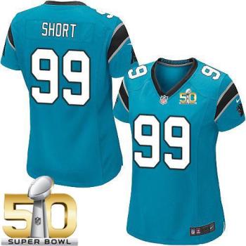 Women Nike Panthers #99 Kawann Short Blue Alternate Super Bowl 50 Stitched NFL Elite Jersey