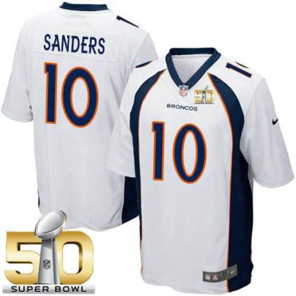 Youth Nike Broncos #10 Emmanuel Sanders White Super Bowl 50 Stitched NFL New Elite Jersey