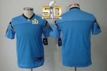 Youth Nike Panthers Blank Blue Alternate Super Bowl 50 Stitched NFL Limited Jersey