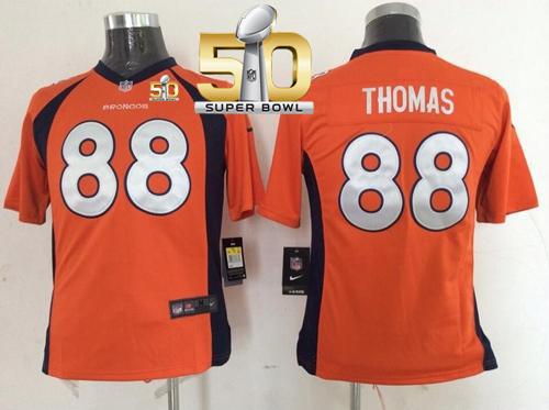 Youth Nike Broncos #88 Demaryius Thomas Orange Team Color Super Bowl 50 Stitched NFL New Elite Jersey