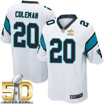 Youth Nike Panthers #20 Kurt Coleman White Super Bowl 50 Stitched NFL Elite Jersey
