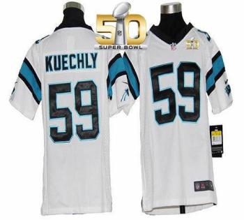 Youth Nike Panthers #59 Luke Kuechly White Super Bowl 50 Stitched NFL Elite Jersey