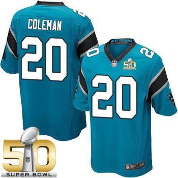Youth Nike Panthers #20 Kurt Coleman Blue Alternate Super Bowl 50 Stitched NFL Elite Jersey