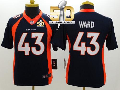 Youth Nike Broncos #43 T.J. Ward Blue Alternate Super Bowl 50 Stitched NFL New Limited Jersey