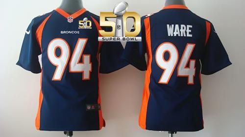 Youth Nike Broncos #94 DeMarcus Ware Blue Alternate Super Bowl 50 Stitched NFL New Elite Jersey