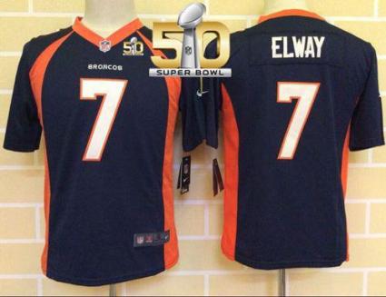 Youth Nike Broncos #7 John Elway Blue Alternate Super Bowl 50 Stitched NFL New Elite Jersey
