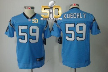 Youth Nike Panthers #59 Luke Kuechly Blue Alternate Super Bowl 50 Stitched NFL Limited Jersey