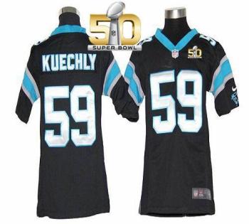 Youth Nike Panthers #59 Luke Kuechly Black Team Color Super Bowl 50 Stitched NFL Elite Jersey