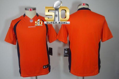 Youth Nike Broncos Blank Orange Team Color Super Bowl 50 Stitched NFL Limited Jersey