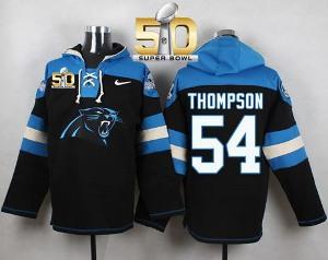 Nike Carolina Panthers #54 Shaq Thompson Black Super Bowl 50 Player Pullover NFL Hoodie
