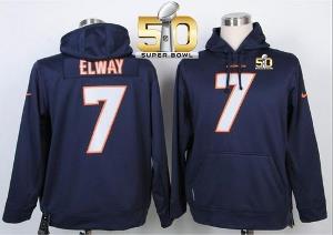 Denver Broncos #7 John Elway Blue Super Bowl 50 Pullover Hoodie