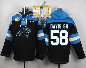 Nike Carolina Panthers #58 Thomas Davis Sr Black Super Bowl 50 Player Pullover NFL Hoodie