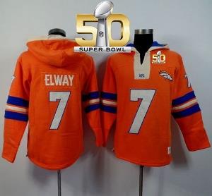 Denver Broncos #7 John Elway Orange Super Bowl 50 Player Winning Method Pullover NFL Hoodie