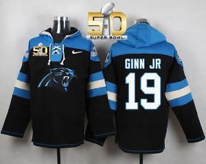 Nike Carolina Panthers #19 Ted Ginn Jr Black Super Bowl 50 Player Pullover NFL Hoodie
