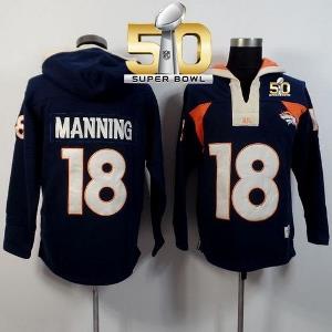 Denver Broncos #18 Peyton Manning Navy Blue Super Bowl 50 Player Winning Method Pullover NFL Hoodie