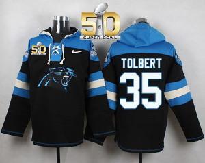 Nike Carolina Panthers #35 Mike Tolbert Black Super Bowl 50 Player Pullover NFL Hoodie