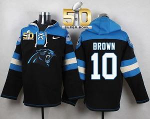 Nike Carolina Panthers #10 Corey Brown Black Super Bowl 50 Player Pullover NFL Hoodie