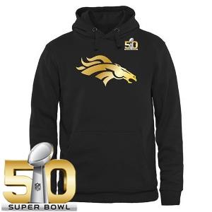 Men's Denver Broncos Pro Line Black Gold Super Bowl 50 Collection Pullover Hoodie