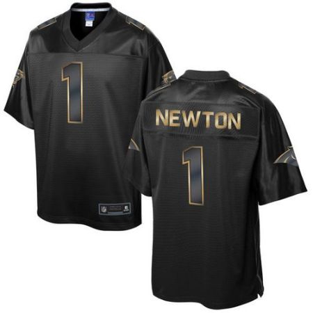 Nike Carolina Panthers #1 Cam Newton Pro Line Black Gold Collection Men's Stitched NFL Game Jersey