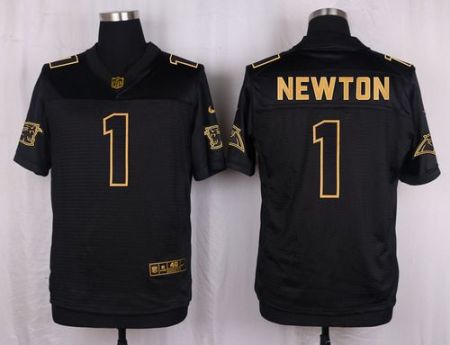 Nike Carolina Panthers #1 Cam Newton Pro Line Black Gold Collection Men's Stitched NFL Elite Jersey