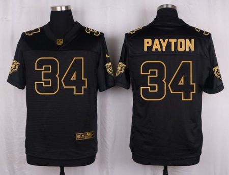 Nike Chicago Bears #34 Walter Payton Black Men's Stitched NFL Elite Pro Line Gold Collection Jersey