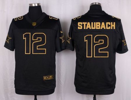 Nike Dallas Cowboys #12 Roger Staubach Black Men's Stitched NFL Elite Pro Line Gold Collection Jersey