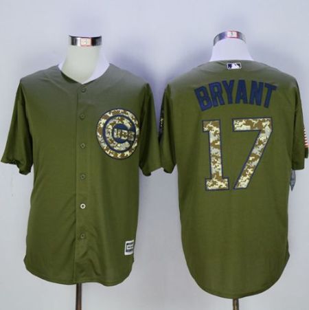 Chicago Cubs #17 Kris Bryant Green Camo New Cool Base Stitched MLB Jersey