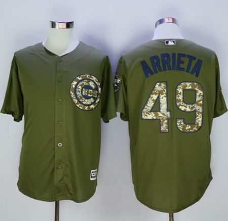 Chicago Cubs #49 Jake Arrieta Green Camo New Cool Base Stitched M
