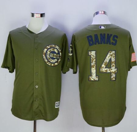 Chicago Cubs #14 Ernie Banks Green Camo New Cool Base Stitched MLB Jersey