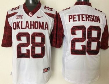 Oklahoma Sooners #28 Adrian Peterson White New XII Stitched NCAA Jersey