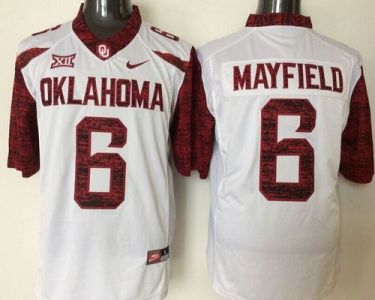 Oklahoma Sooners #6 Baker Mayfield White New XII Stitched NCAA Jersey