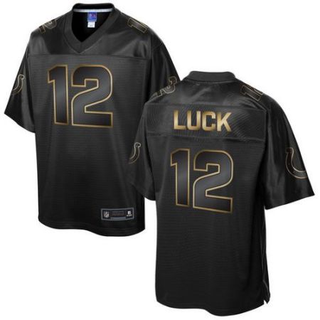Nike Indianapolis Colts #12 Andrew Luck Pro Line Black Gold Collection Men's Stitched NFL Game Jersey