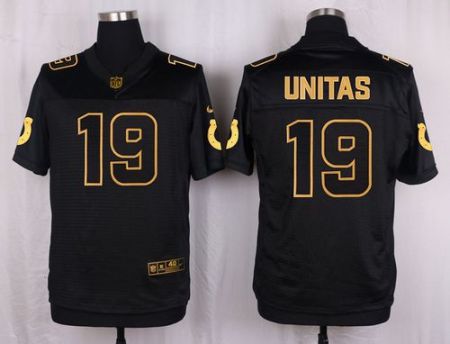 Nike Indianapolis Colts #19 Johnny Unitas Black Men's Stitched NFL Elite Pro Line Gold Collection Jersey