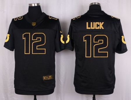 Nike Indianapolis Colts #12 Andrew Luck Black Men's Stitched NFL Elite Pro Line Gold Collection Jersey