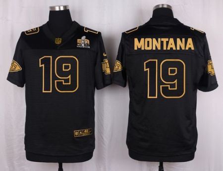 Nike Kansas City Chiefs #19 Joe Montana Black Men's Stitched NFL Elite Pro Line Gold Collection Jersey
