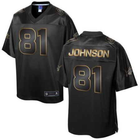 Nike Detroit Lions #81 Calvin Johnson Pro Line Black Gold Collection Men's Stitched NFL Game Jersey
