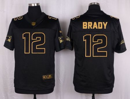 Nike New England Patriots #12 Tom Brady Pro Line Black Gold Collection Men's Stitched NFL Elite Jersey
