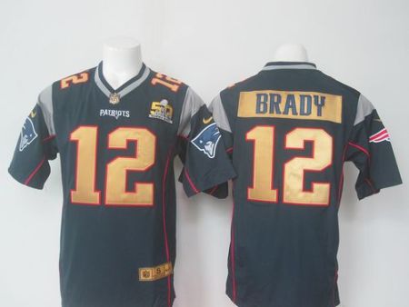 Nike New England Patriots #12 Tom Brady Navy Blue Team Color Super Bowl 50 Collection Men's Stitched NFL Elite Jersey