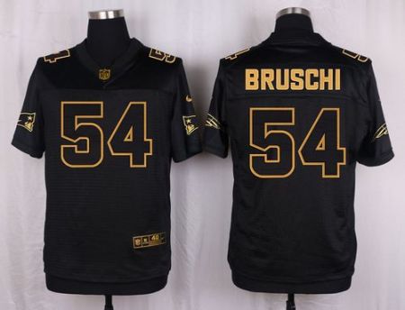 Nike New England Patriots #54 Tedy Bruschi Pro Line Black Gold Collection Men's Stitched NFL Elite Jersey