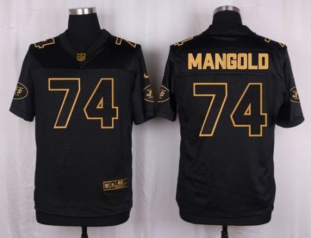 Nike New York Jets #74 Nick Mangold Black Men's Stitched NFL Elite Pro Line Gold Collection Jersey