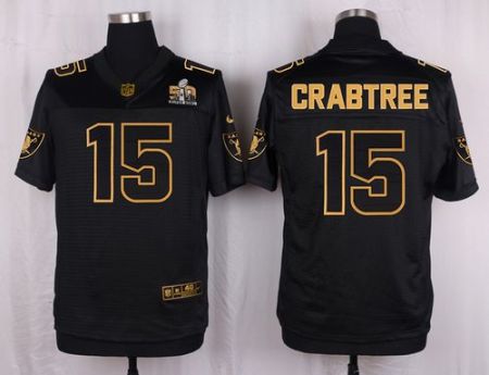 Nike Oakland Raiders #15 Michael Crabtree Black Men's Stitched NFL Elite Pro Line Gold Collection Jersey