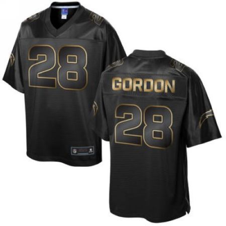Nike San Diego Chargers #28 Melvin Gordon Pro Line Black Gold Collection Men's Stitched NFL Game Jersey