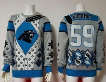 Nike Carolina Panthers #59 Luke Kuechly Blue Grey Men's Ugly Sweater